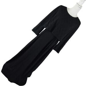 A/X ARMANI EXCHANGE! LUXE BLACK KNIT LACE TOP, TEXTURED CREPE SKIRT DRESS! SZ 14